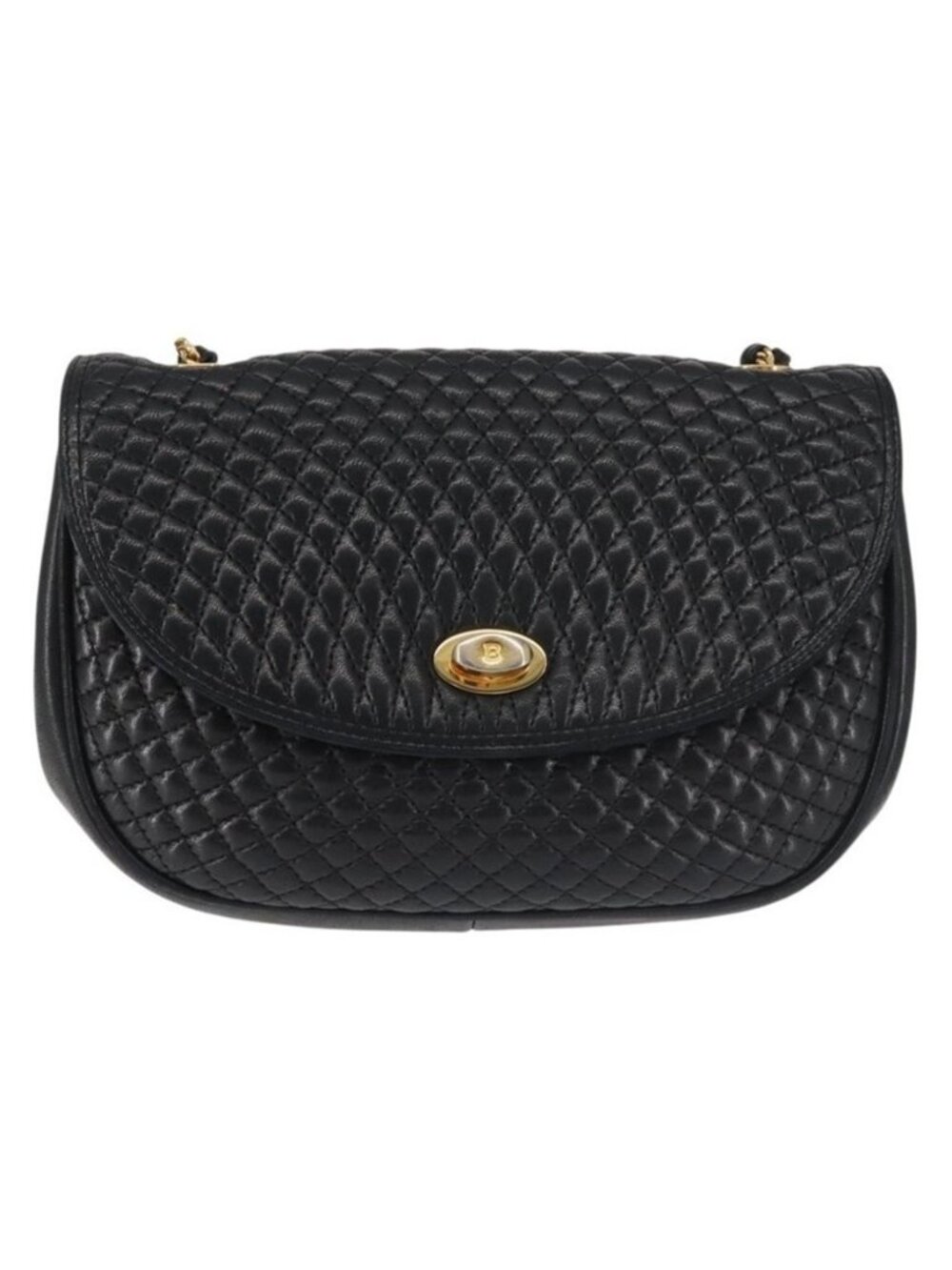 Authentic BALLY Chain Shoulder Bag Leather Black Gold - Picture 9 of 16